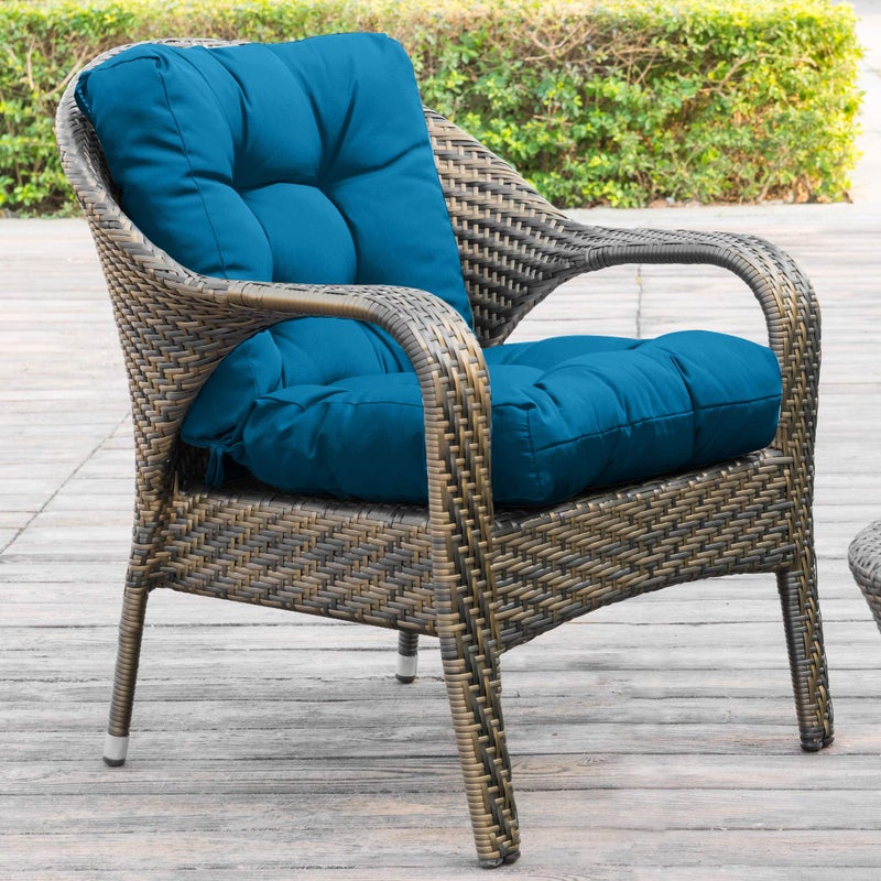 QILLOWAY Outdoor Seat/Back Chair Cushion Tufted Pillow, Spring/Summer Seasonal Replacement All Weather Cushions. (Peacock Blue) - Image 4